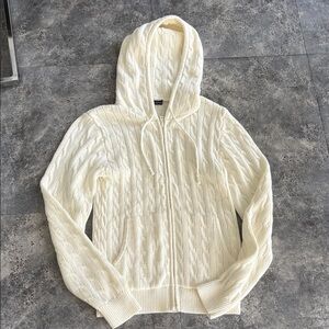 Brandy Melville Ivory Cable Knit Hoodie Cardigan